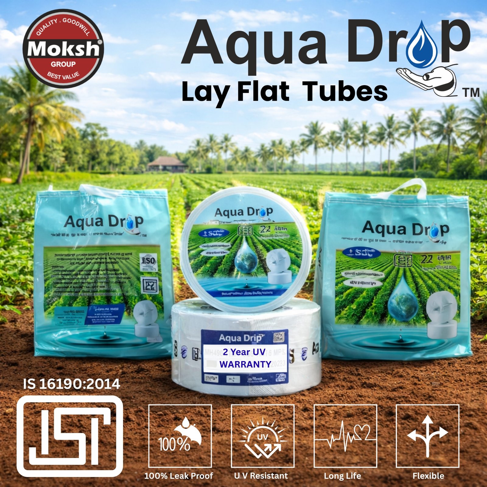 AQUA DROP - Lay Flat Tubes - 5 inch - Image 2