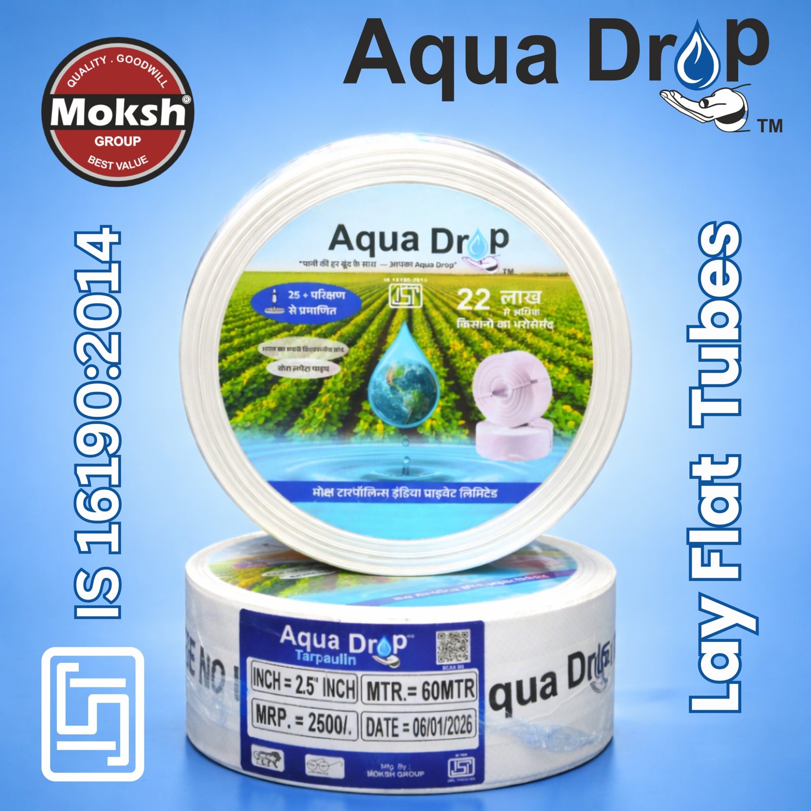AQUA DROP - Lay Flat Tubes - 5 inch